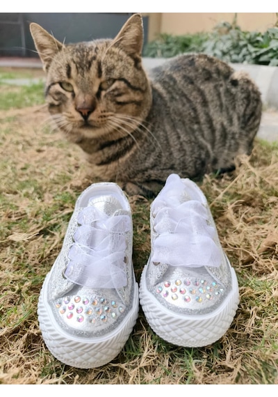 Scarpe Magiche Kristal Prenses Spor Ayakkabı 31-35 Numara Arası Işıksızdır Gümüş