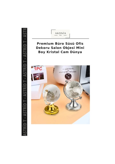 Premium Büro Süsü Ofis Dekoru Salon Objesi Mini Boy Kristal Cam Dünya