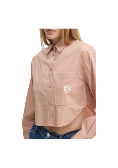 Calvin Klein Woven Label Cropped Shırt Çok Renkli