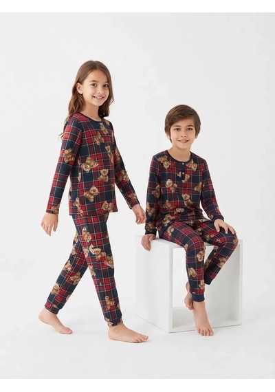 Veraura Lifestyle 6/14 Yaş Ekose Ayıcık Baskılı Pamuk Penye Çocuk Pijama Takımı Lacivert Veraura Lifestyle 6/14 Yaş Ekose Ayıcık Baskılı Pamuk Penye Çocuk Pijama Takımı Lacivert