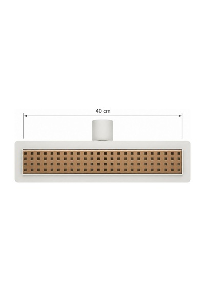 40 Cm Rose Gold Lineer 304 Paslanmaz Çelik Kaplamalı Duş Kanalı Izgara Yer Süzgeci Kare Delikli Koku Önleyici