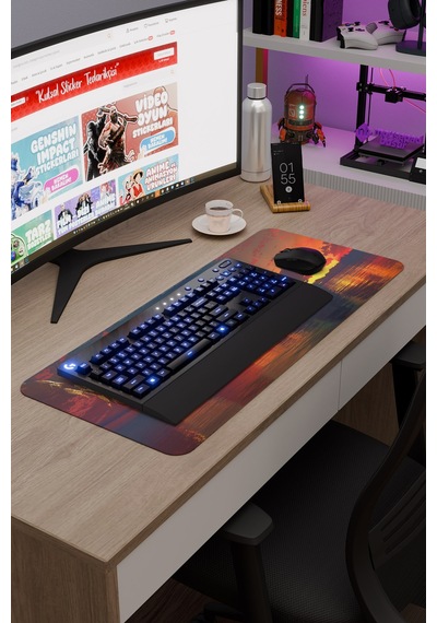 Dijital Gökyüzü V1 70x30 Xl Gaming Kauçuk Kaymaz Taban Mouse Pad Fare Altlığı