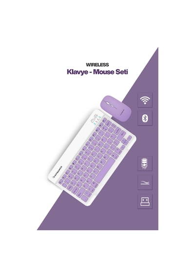 Sprange Sr-k2 Kablosuz Klavye & Mouse Mor