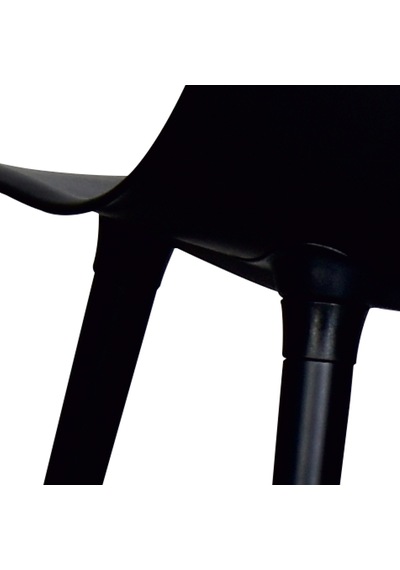 Vilinze Eames Siyah Ahşap Ayak Plastik Siyah Sandalye
