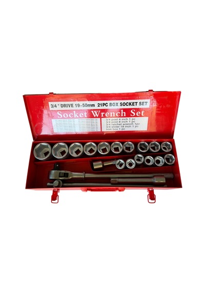 21 Parça 3/4" 6 Köşe Ağır Hizmet Lokma Takımı