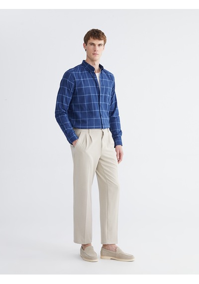 Lcwaıkıkı Classic İndigo Regular Fit Ekose Erkek Gömlek
