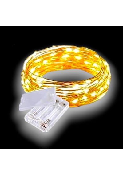 Peri Led Işık 5 Metre Sarı Pilli Aydınlatma Şerit Saçak Spot Süsleme 2x Aa Pilli Dekoratif Tel Led 5 METRE
