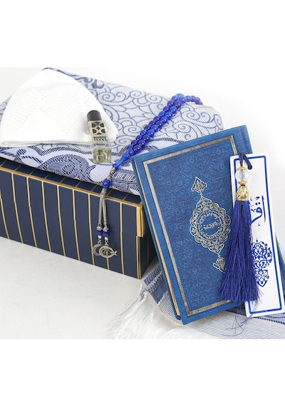 Mühürlü Kur'an-ı Kerim Çanta Boy 12x16 Cm & Erkek Esans & Erkek Tesbih 33'lü & Takke & Kitap Ayracı & Seccade
