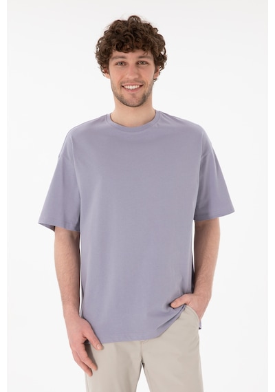 U.S. Polo Assn. Erkek Oversize Fit Bisiklet Yaka Gri Tişört 50305859-VR024