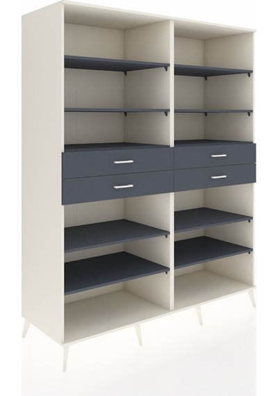 Kronos Gardrop 10 Raflı 4 Çekmeceli 176x59x221 Aytaşı-antrasit Antrasit