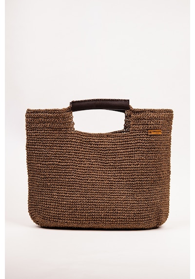 Fabric Craft Bag El Çantası Kağıt İp Örgü Acı Kahverengi