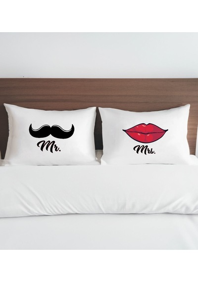 Bk Gift Sevgili Tasarımlı Pamuklu 2 Li Yastık Kılıfı Seti-14 50x70cm , Sevgiliye , Ev si, Tasarım Ev Tekstili