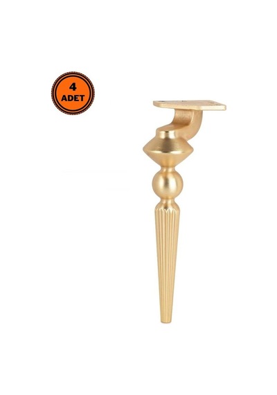 4 Adet Tuva Lüx Metal Ayak 16 Cm Mat Altın Mobilya Koltuk Ayağı