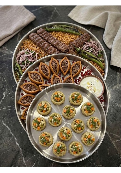 Üçlü Paslanmaz Çelik Fırın Tepsisi Yuvarlak, 3'lü Baklava Ve Börek İçin Dayanıklı Set Üçlü Set Diğer