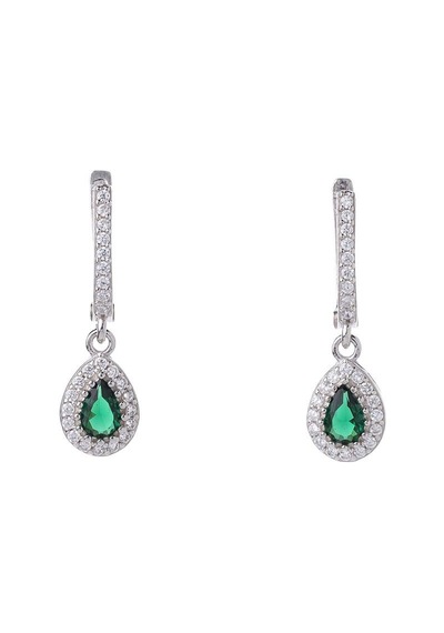 Damla Yeşil Zirkon Taşlı 925 Ayar Gümüş Kadın Küpe