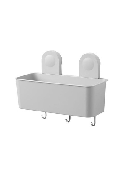 Vantuzlu Banyo Duş Sepeti 26x21 Cm MeridyenDukkan 3 Kancalı-Su Delikli Banyo Dekorasyonu-Sepeti Çok Renkli