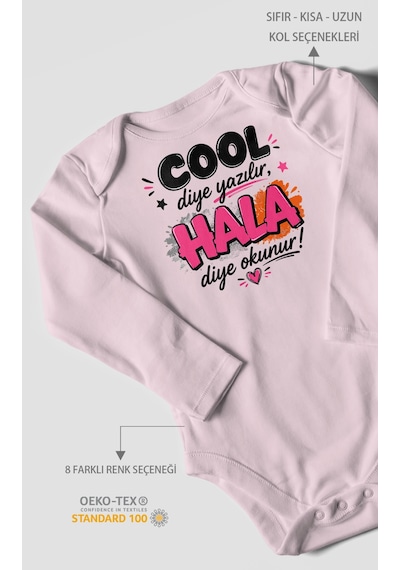 Morivokids Cool Diye Yazılır Hala Diye Okunur Uzun Kollu Bebek Body %100 Pamuk Bebe Pembe
