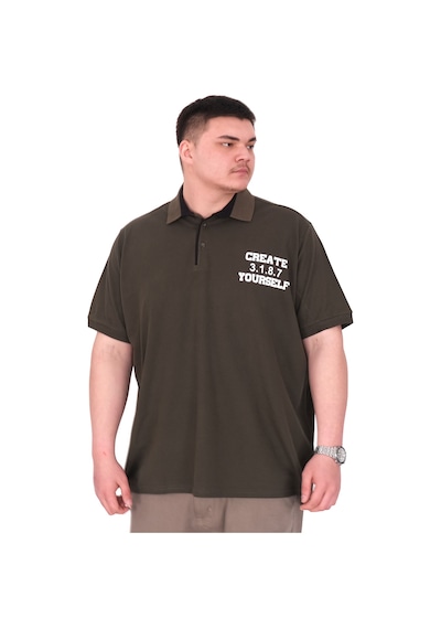 Mode Xl Büyük Beden Erkek T-shirt Polo Yaka Yourself U25310 Haki Haki
