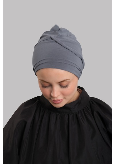 Hürrem Bone Antrasit Versa Kuyruklu Pratik Tesettür Bone Sandy Büzgülü 2515 25