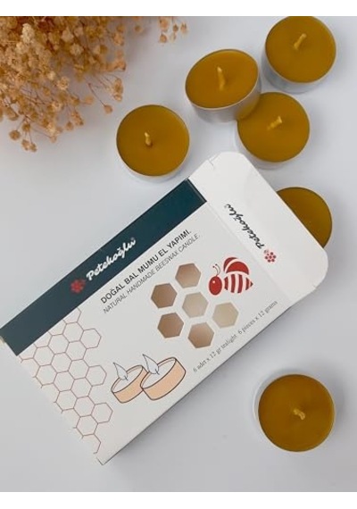 6 Adet Tealight Mum Doğal Petek Balmumu Mum Standart Boy Diğer