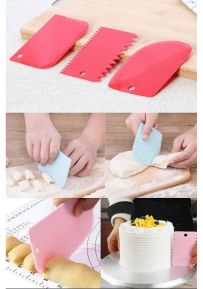 Hamur Spatulası &amp 3& 39 Lü Kesme Kazıma Dekorasyon Seti Silikon Beyaz Diğer