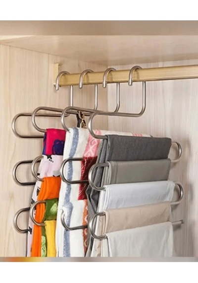 Dalian Home 2'li 5 Katlı Metal Pantalon Eşarp Askısı Dolap İçi Düzenleyici Metal Gümüş Diğer