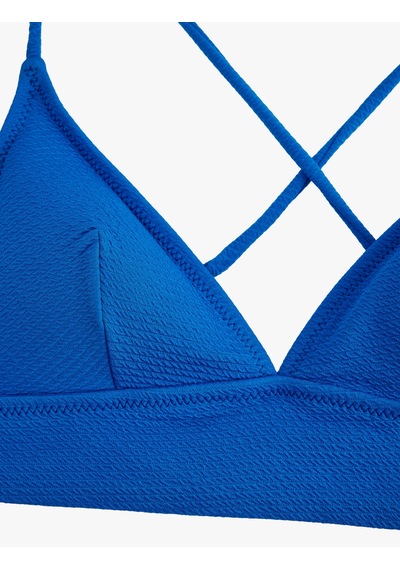 Koton Çapraz Askılı Dokulu Bralet Bikini Üstü Saks Mavisi 6sak10011mm Saks Mavi
