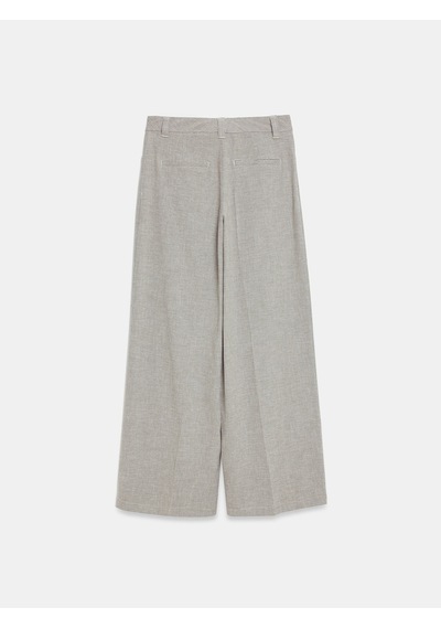 DİLVİN 72728 Keten Karışımlı Geniş Paça Pantolon-taş