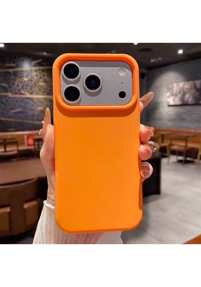 Apple Uyumlu iPhone 17 Pro Kılıf Kamera Çıkıntılı Yumuşak Silikon İçi Kadife Lansman Kapak . Turuncu