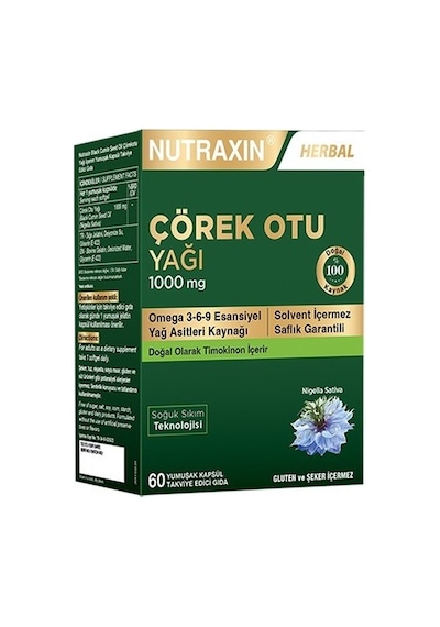 Nutraxin Çörek Otu Yağı 1000 Mg 60 Kapsül