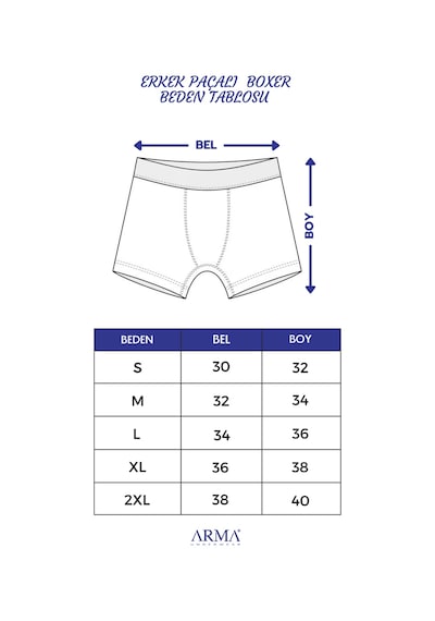 Arma Yıldız Erkek Paçalı Külot Boxer 6'lı Paket Siyah %100 Pamuk Penye Siyah