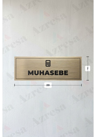 Muhasebe Yazılı - Metal - Gold Renk - Kapı İsimliği - 20x7 Cm