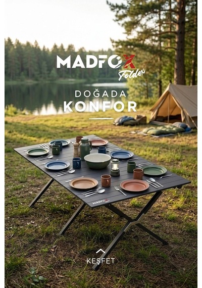 Madfox Foldex Katlanabilir Alüminyum Kamp Masası 80 62 146 Cm Siyah