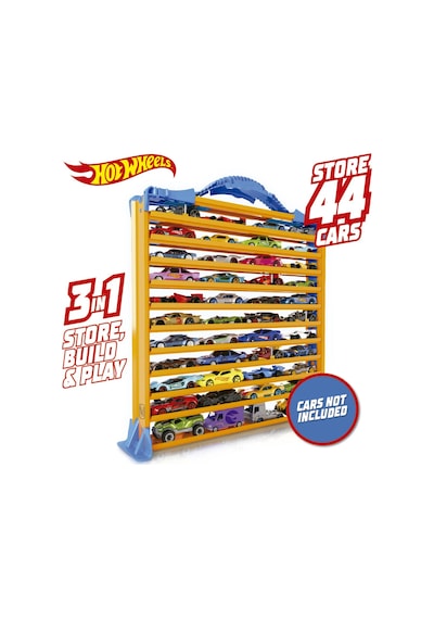 Hot Wheels Racentrack 44 Adet Araba İçin Depolama Rafı ve Yol Pisti HWCC9B