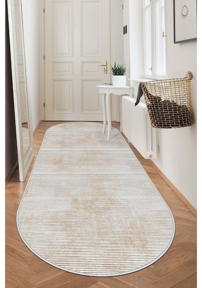 West Home Makinede Yıkanabilir Kaymaz Taban Leke Tutmaz Bej Oval Mutfak Halısı Salon Halısı Ve Yolluk 610 Beige Oval