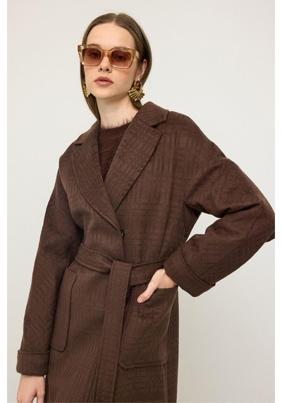 Olcay Torba Cepli Kendinden Desenli Oversize Limited Edition Kaban Kahve 3140