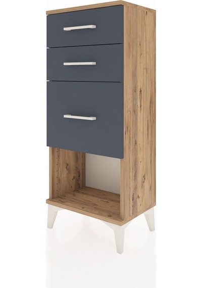 Arges Komodin 3 Çekmeceli 44x30x106 Çam-antrasit Çam