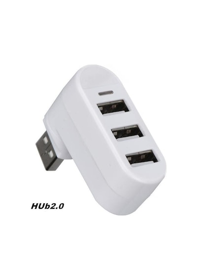 Valkyrie 3 Portlu USB 2.0 Hub Döner Kafalı Splitter Hub Adaptör Beyaz
