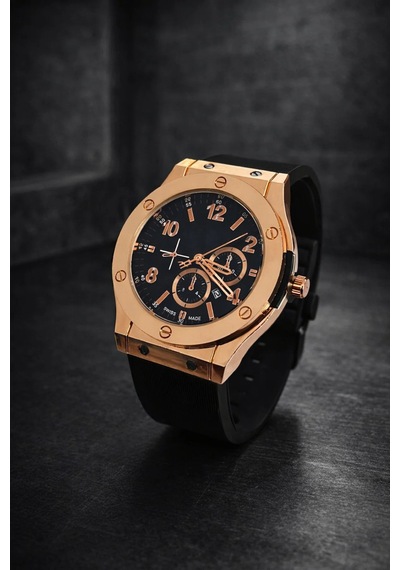 Ter Tutmayan Silikon Kordon Erkek Kol Saati Siyah-rose - 886326451 Rose Gold