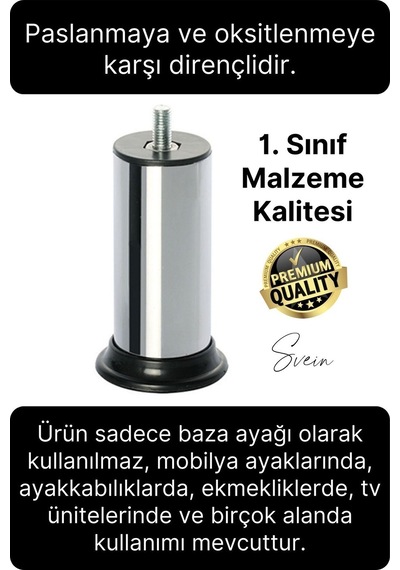 24 Adet 1. Sınıf A Kalite Krom M8 İnce Vida Baza Koltuk Kanepe Destek Ayağı Mobilya Tv Ünitesi Sehpa