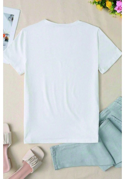 Unisex Classical Baskılı Oversize Tshirt Beyaz