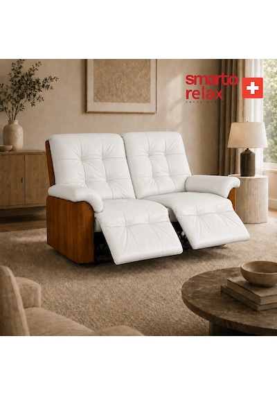 Smarto Relax Berlin İkili Yatar Ayak Uzatmalı Ergonomik Deri Tv Koltuğu Baba Koltuğu Beyaz