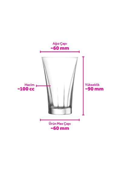 Lav Truva Cam Kahve Yanı Su Bardağı 6 Kişilik 100 ml (Likör/Şerbet Bardağı )