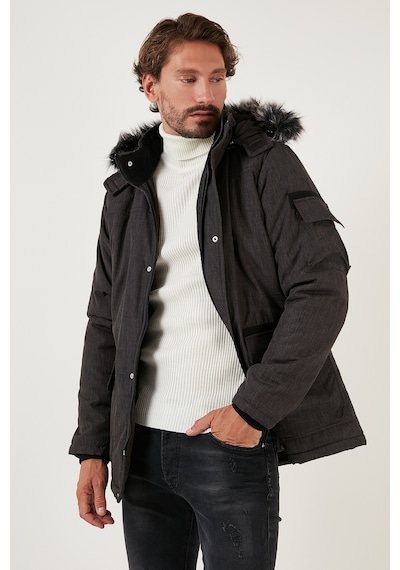 Buratti Peluş Astarlı Suya Ve Rüzgara Dayanıklı Soğuk Geçirmez Slim Fit Erkek Mont 5711051 Füme