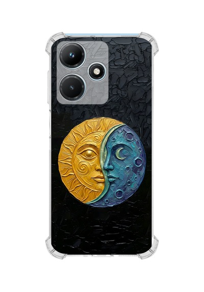 Printify Infinix Hot 30i İle Uyumlu Şeffaf Silikon Kılıf Uv Baskılı Esnek Tpu Kapak Güneş Ve Ay No3