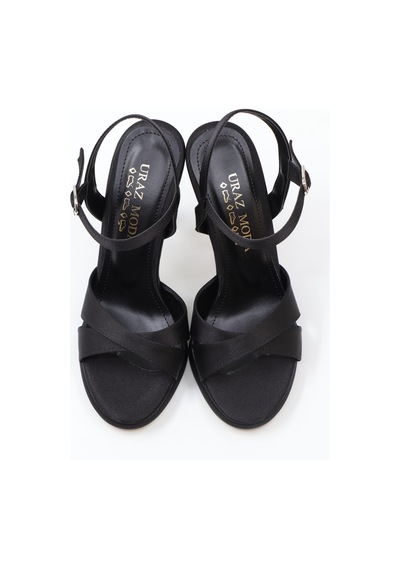 Nesilshoes Nesil Shoes Uraz 700 Siyah Saten Topuklu Kadın Sandalet