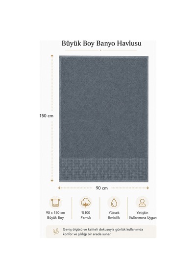 Banyo Havlusu %100 Pamuk 90x150 Cm Linea Collection 650 Gr İndigo