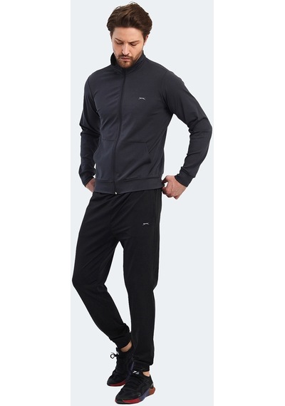 Slazenger KLOTEN IN Erkek Fermuarlı Dik Yaka Cepli Koyu Gri Eşofman Takımı
