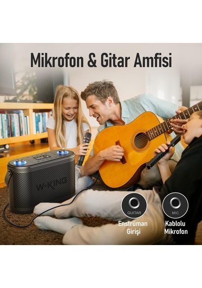 W-kıng H10 Bluetooth Hoparlör, 240w Karaoke Makinesi Boombox, 24 Saate Varan Çalma Süresi, Rec/mikro