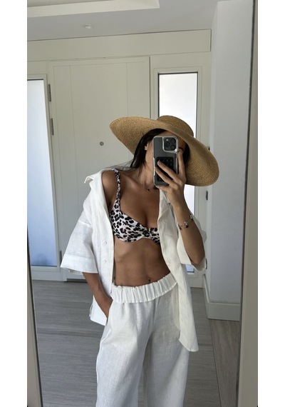 Açelyaokcu Premium Burgu Askı Detaylı Frıgg Fit Kadın Bikini Üstü Leopar